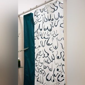 Boob shower curtain in dark teal! High quality fabric with textured cotton feel